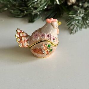 Embellished Mini Chicken Trinket Box